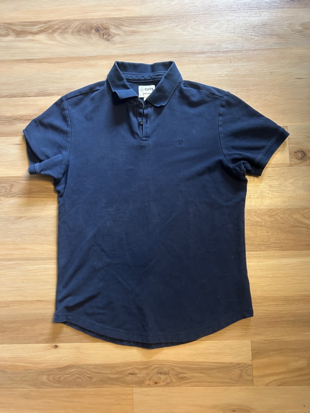Cuts Curved Hem Navy Men's Polo Shirt